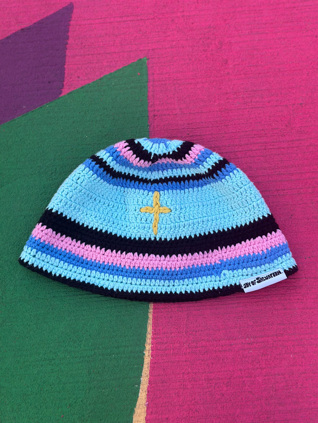 JOS Satin-lined Crochet Bucket Hat