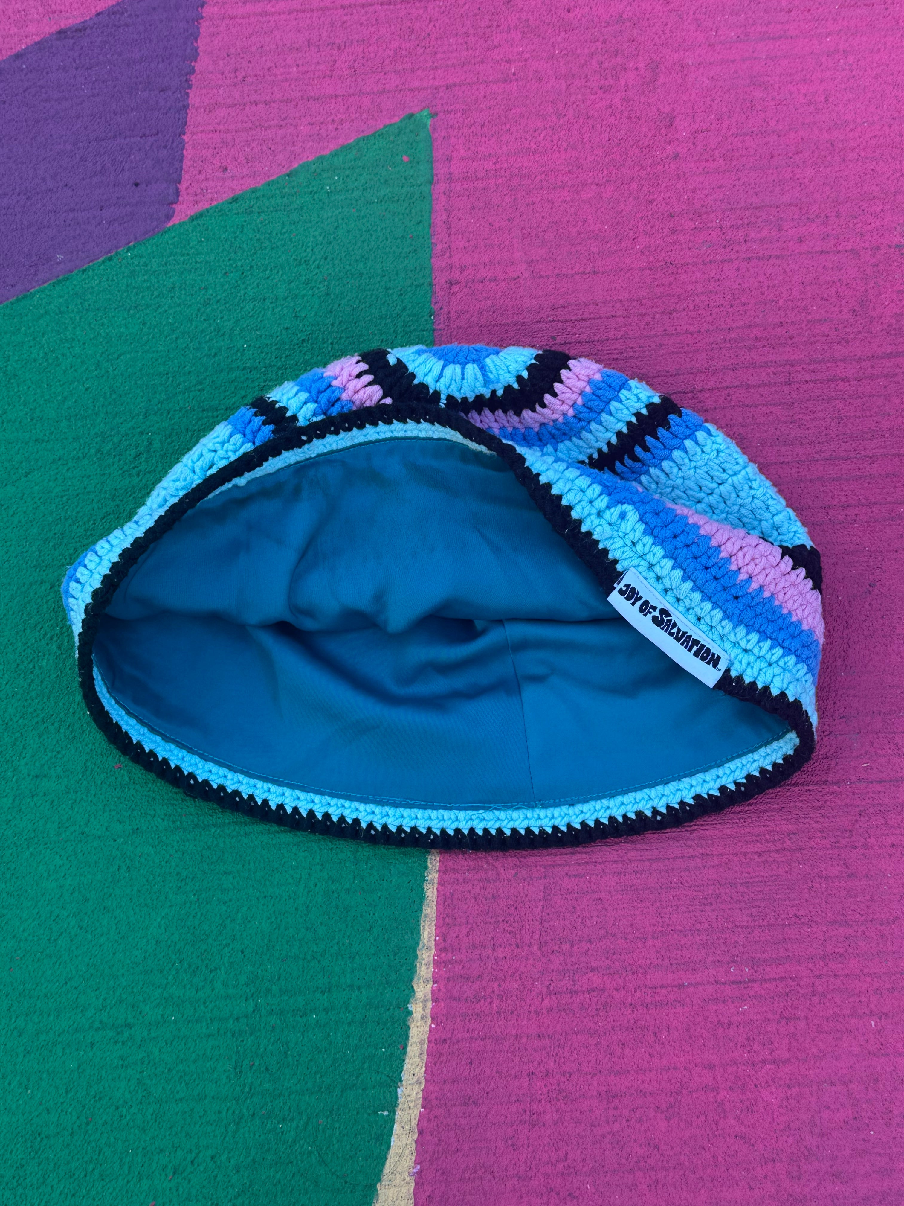 JOS Satin-lined Crochet Bucket Hat